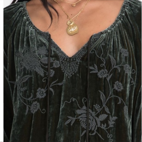 Johnny Was Millie Velvet Peasant Blouse - Picture 4 of 7